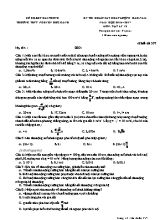 Đề thi khảo sát chất lượng đầu năm môn Vật lý Lớp 12 - Mã đề 357 - Năm học 2016-2017 - Trường THPT Nguyễn Đức Cảnh